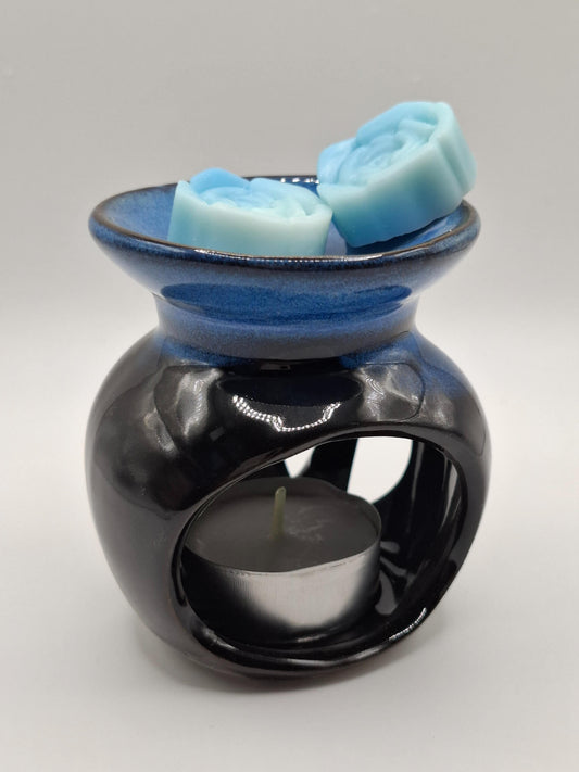 Μαύρος μπλε κεραμικός καυστήρας (αρωματιστής) χώρου για wax melts και αιθέρια έλαια.