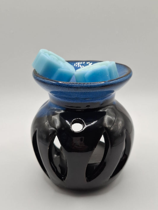 Μαύρος μπλε κεραμικός καυστήρας (αρωματιστής) χώρου για wax melts και αιθέρια έλαια.